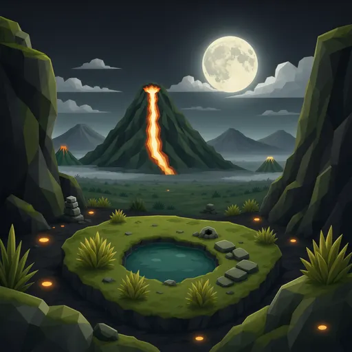 volcanic valley - flat vector-like illustration