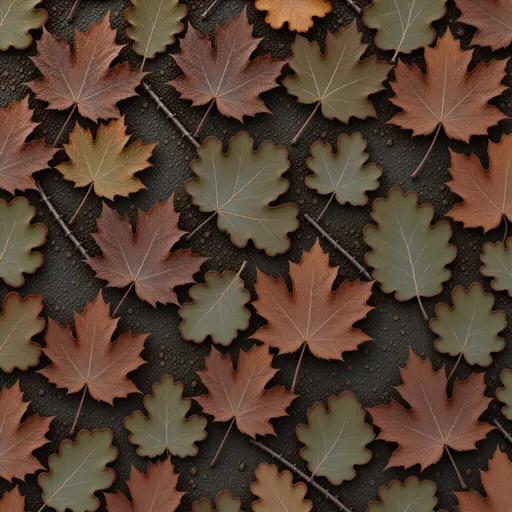 russet leaf litter - simplified stylized game art with clear material shapes