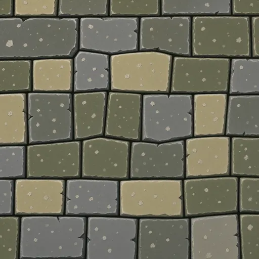 worn flat paving stones - hand-painted game texture with readable brush shapes