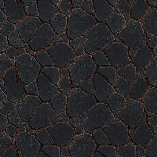 cracked obsidian ground - realistic game material color texture