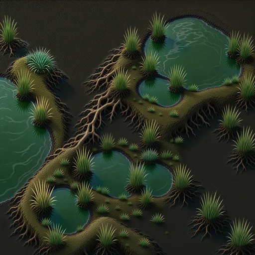 dark peat soil - simplified stylized game art with clear material shapes