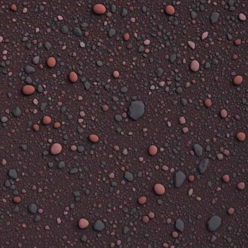 red volcanic gravel - simplified stylized game art with clear material shapes