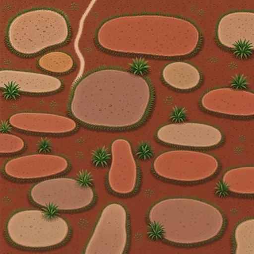 tropical red soil - hand-painted game texture with readable brush shapes