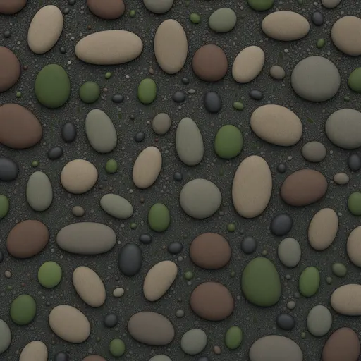 damp fine river gravel - simplified stylized game art with clear material shapes