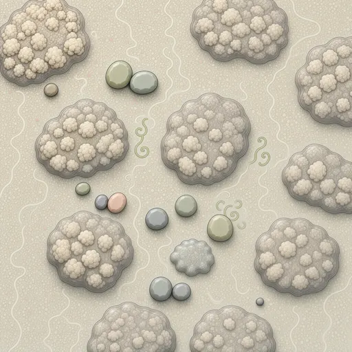 pale mineral sediment - simplified stylized game art with clear material shapes
