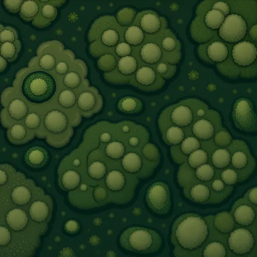 deep green ground moss - hand-painted game texture with readable brush shapes