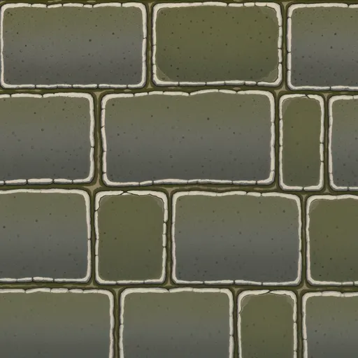 mossy ancient paving - simplified stylized game art with clear material shapes
