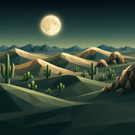 desert dunes - stylized low-poly illustration