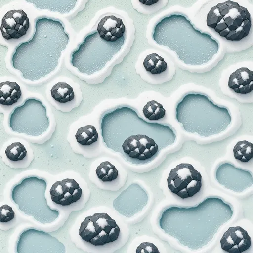 powdery snow - simplified stylized game art with clear material shapes