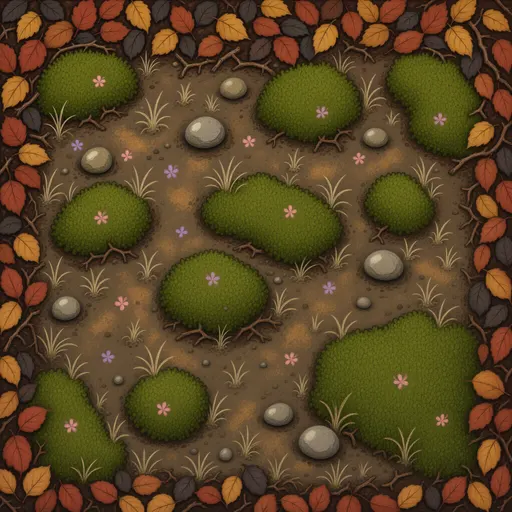 brown woodland soil - hand-painted game texture with readable brush shapes