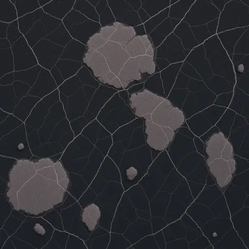 cracked obsidian ground - simplified stylized game art with clear material shapes