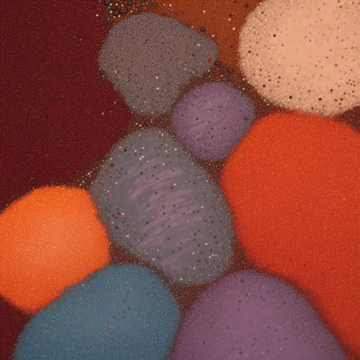 red volcanic gravel - hand-painted game texture with readable brush shapes