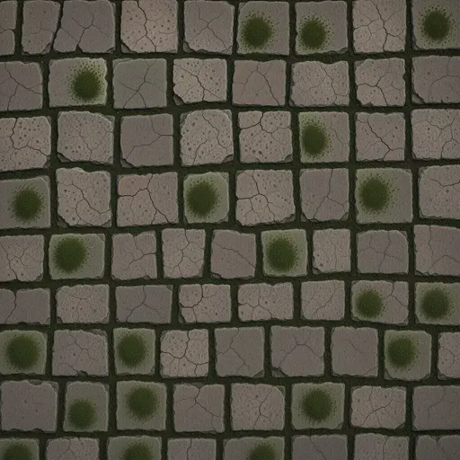 mossy ancient paving - realistic game material color texture
