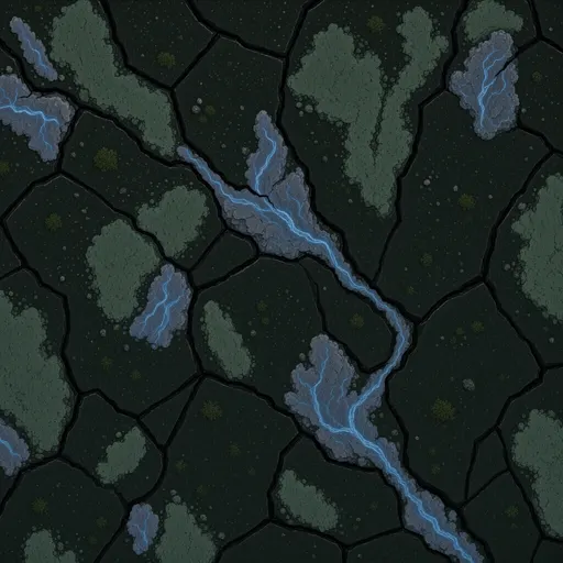 dark alien basalt - hand-painted game texture with readable brush shapes