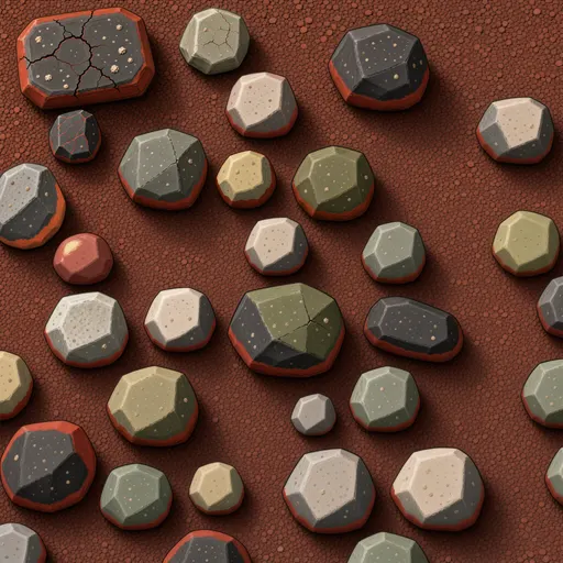 red volcanic gravel - hand-painted game texture with readable brush shapes