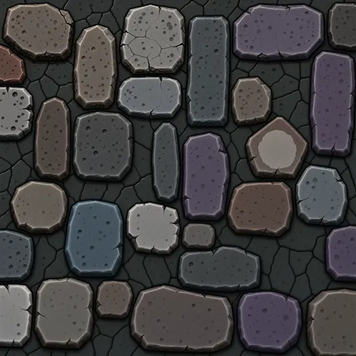 damp dark stone - simplified stylized game art with clear material shapes