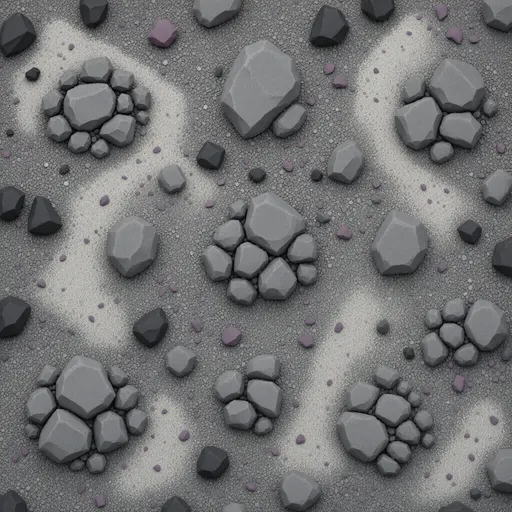 fine grey rubble - simplified stylized game art with clear material shapes