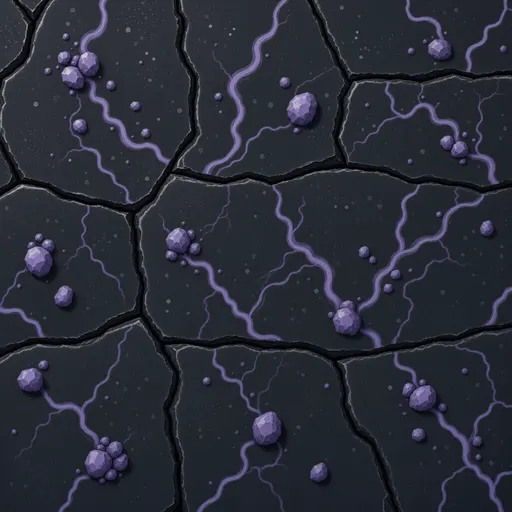 dark alien basalt - hand-painted game texture with readable brush shapes