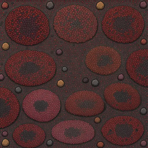 red volcanic gravel - simplified stylized game art with clear material shapes