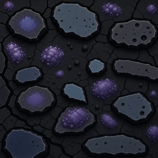 dark alien basalt - hand-painted game texture with readable brush shapes