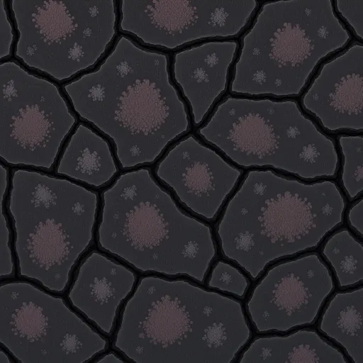 cracked obsidian ground - simplified stylized game art with clear material shapes