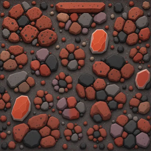 red volcanic gravel - simplified stylized game art with clear material shapes