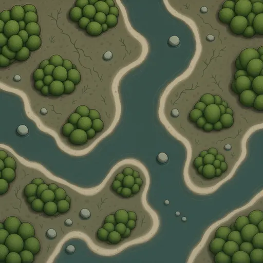 low marsh moss - simplified stylized game art with clear material shapes