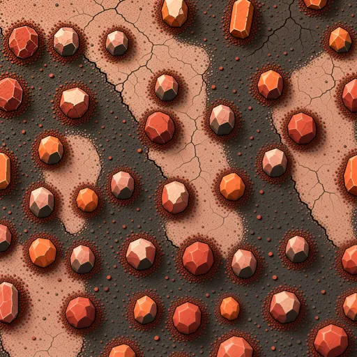 red volcanic gravel - hand-painted game texture with readable brush shapes