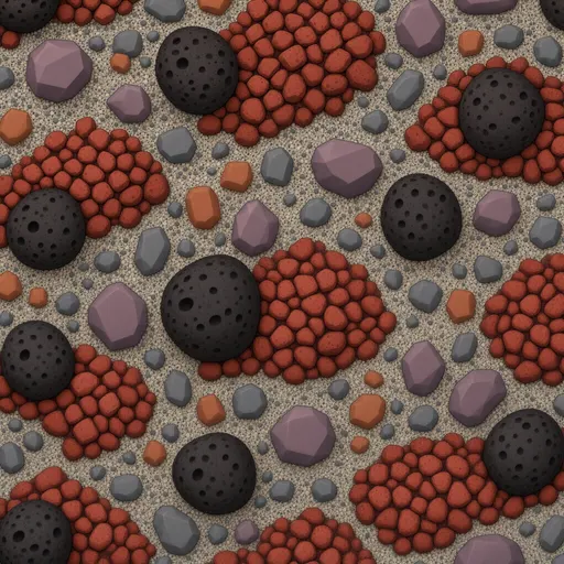 red volcanic gravel - simplified stylized game art with clear material shapes