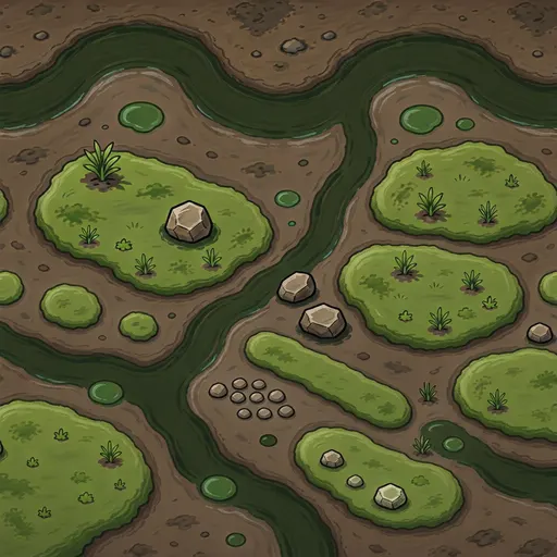 wet muddy earth - hand-painted game texture with readable brush shapes