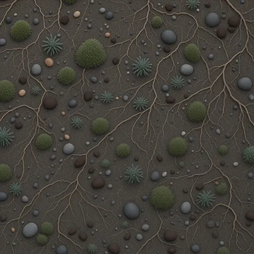 fine root-covered soil - realistic game material color texture