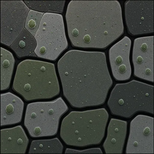 damp dark stone - simplified stylized game art with clear material shapes