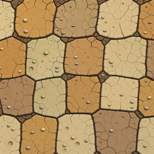 dry cracked earth - simplified stylized game art with clear material shapes