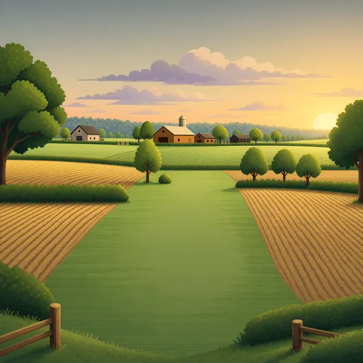 rural farmland - flat vector-like illustration