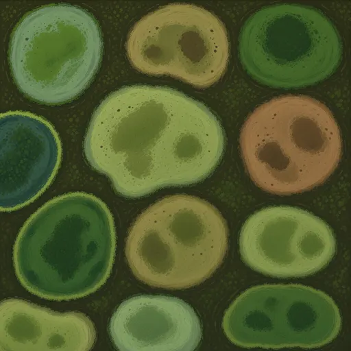 moss-covered ground - hand-painted game texture with readable brush shapes