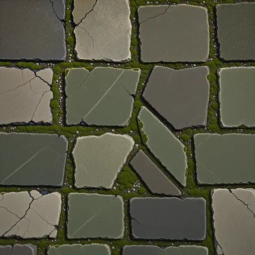 mossy ancient paving - realistic game material color texture