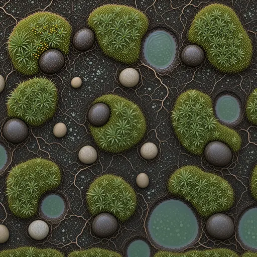 fine root-covered soil - simplified stylized game art with clear material shapes
