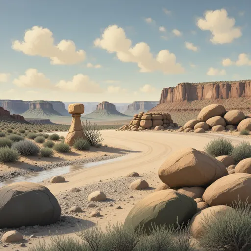 desert landscape background - hand-painted game texture with readable brush shapes