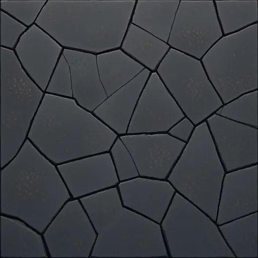 cracked obsidian ground - hand-painted game texture with readable brush shapes