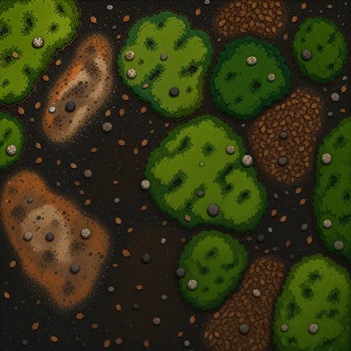 dark forest soil - hand-painted game texture with readable brush shapes