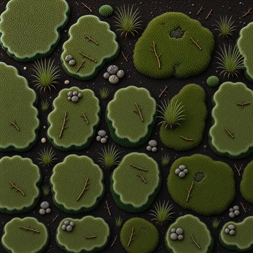 dark forest soil - simplified stylized game art with clear material shapes