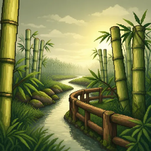 bamboo grove - pixel art with crisp pixels