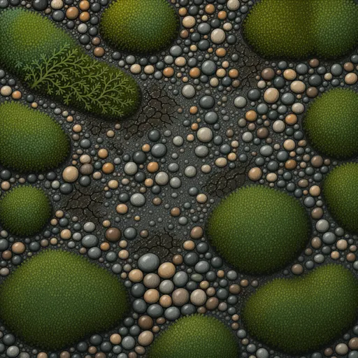 damp fine river gravel - hand-painted game texture with readable brush shapes