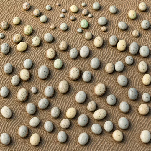 small sun-bleached pebbles - simplified stylized game art with clear material shapes