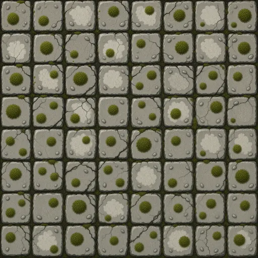 mossy ancient paving - hand-painted game texture with readable brush shapes