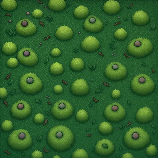 deep green ground moss - simplified stylized game art with clear material shapes