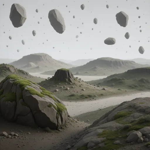 asteroid field - realistic matte painting