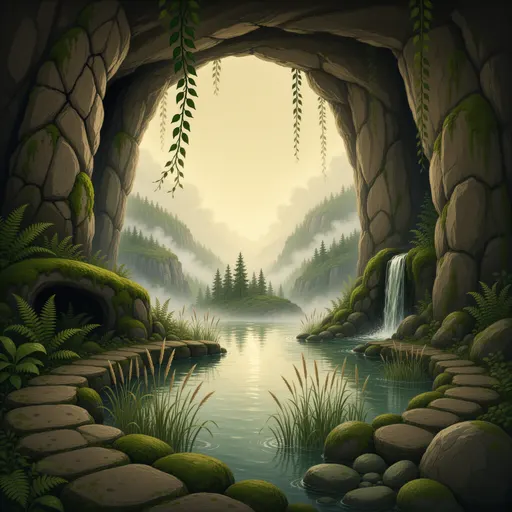 fantasy cave - hand-painted game art
