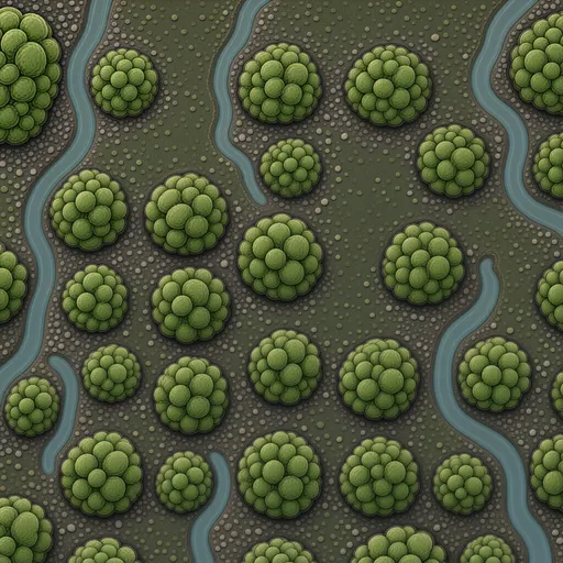 low marsh moss - simplified stylized game art with clear material shapes