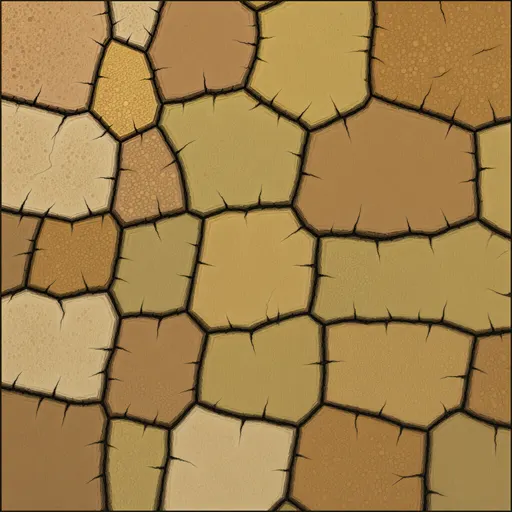 dry cracked earth - hand-painted game texture with readable brush shapes